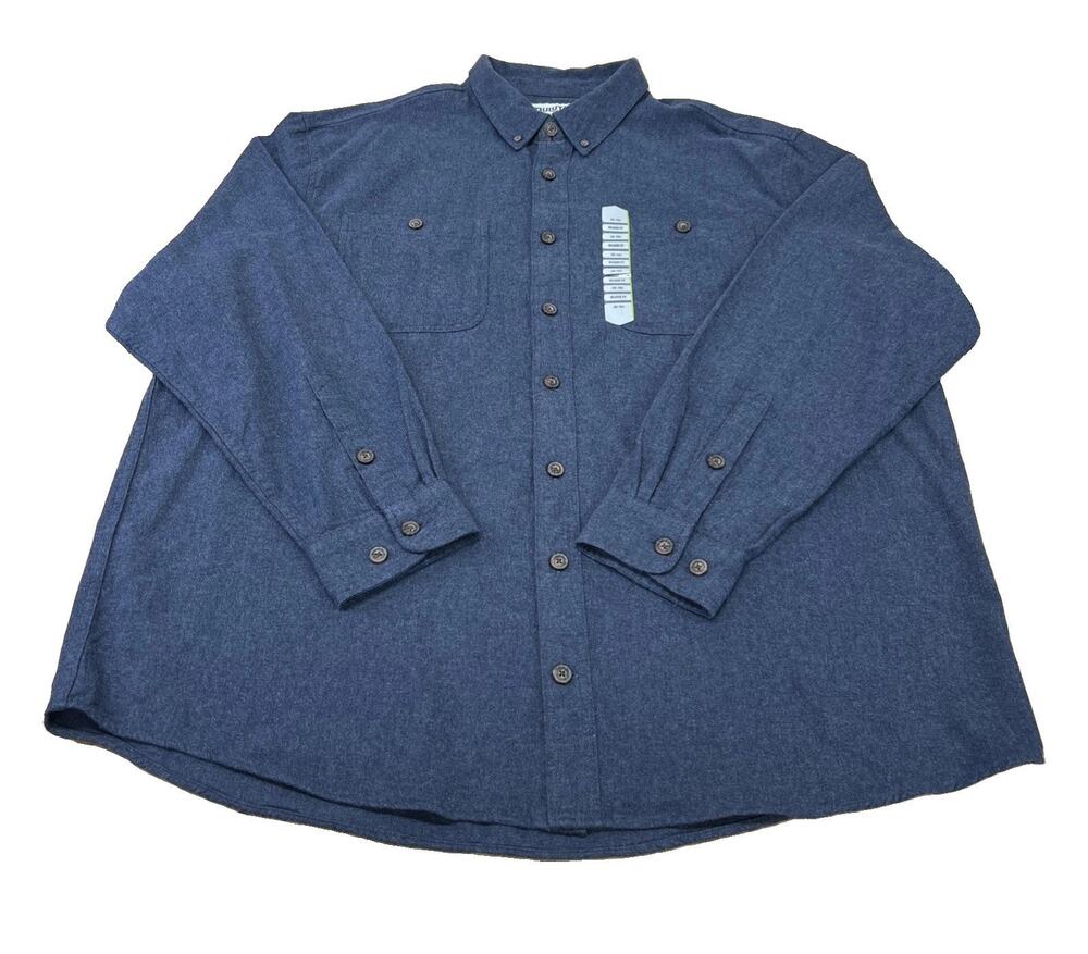 Duluth Trading Co Shirt Free Swingin Flannel Relaxed Fit Mens 2XLT Blue Workwear
